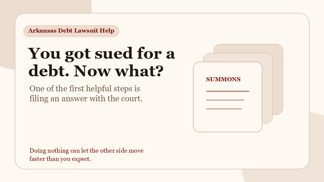 Animated explainer showing what an answer does in a debt lawsuit.